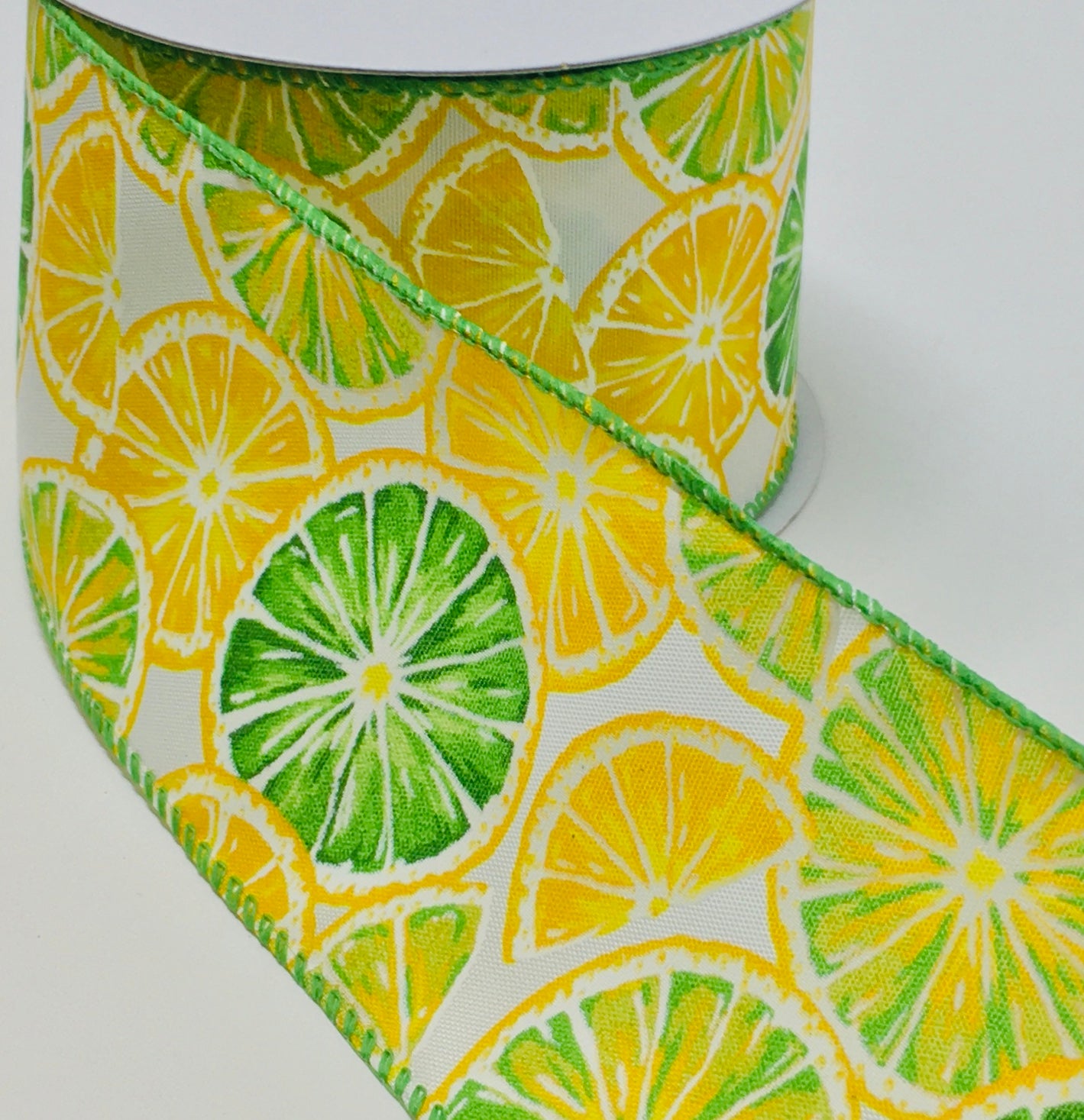 10 Yards - 2.5" Wired Lemon Lime Ribbon