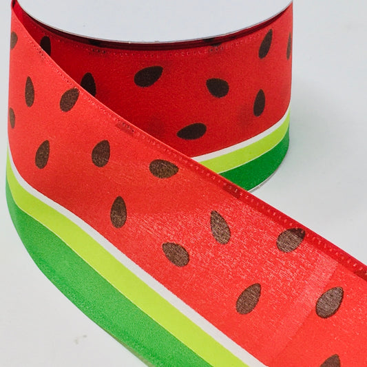 10 Yards - 2.5” Wired Watermelon Ribbon