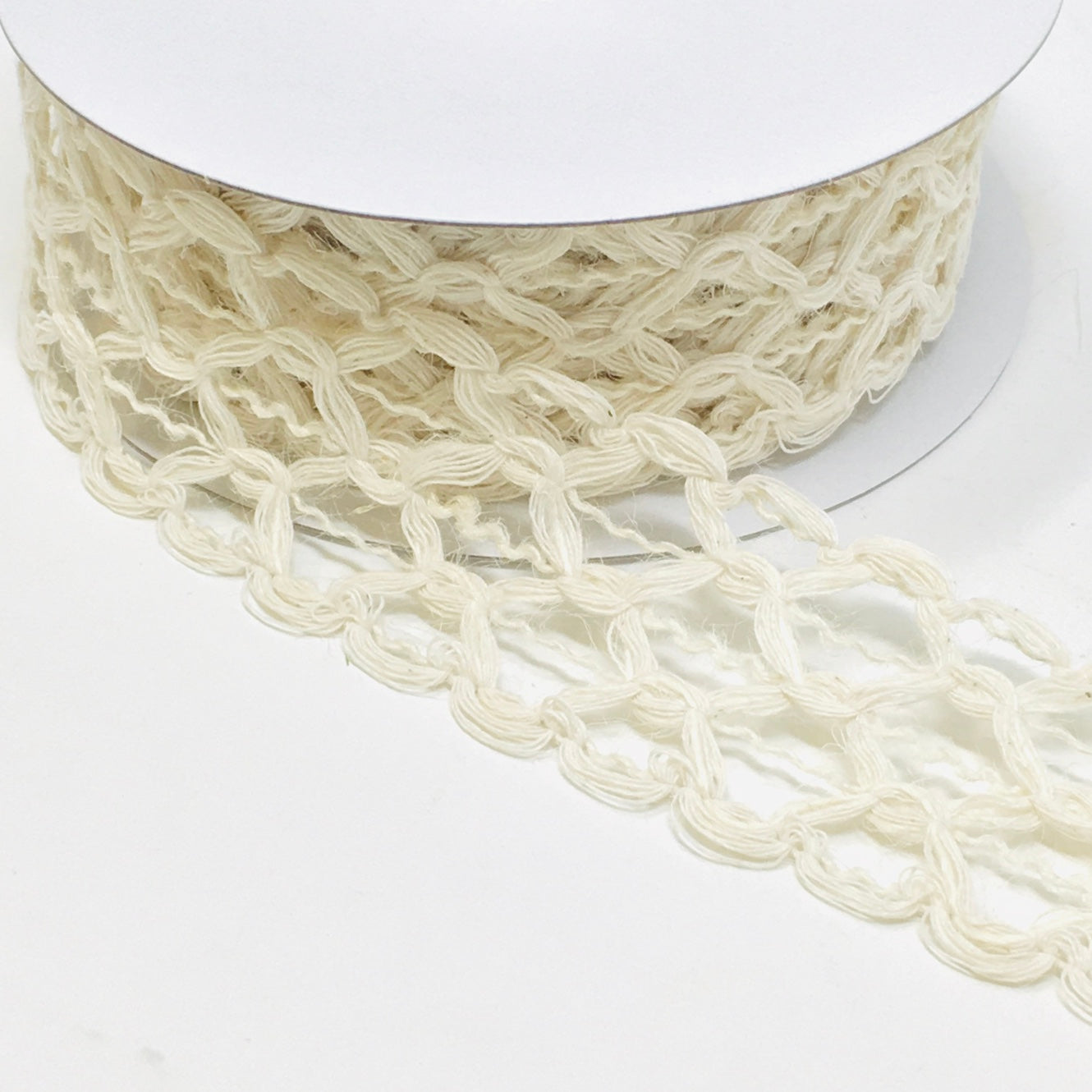 10 Yards - 1.5" Wired Cream Hex Open Weave Ribbon