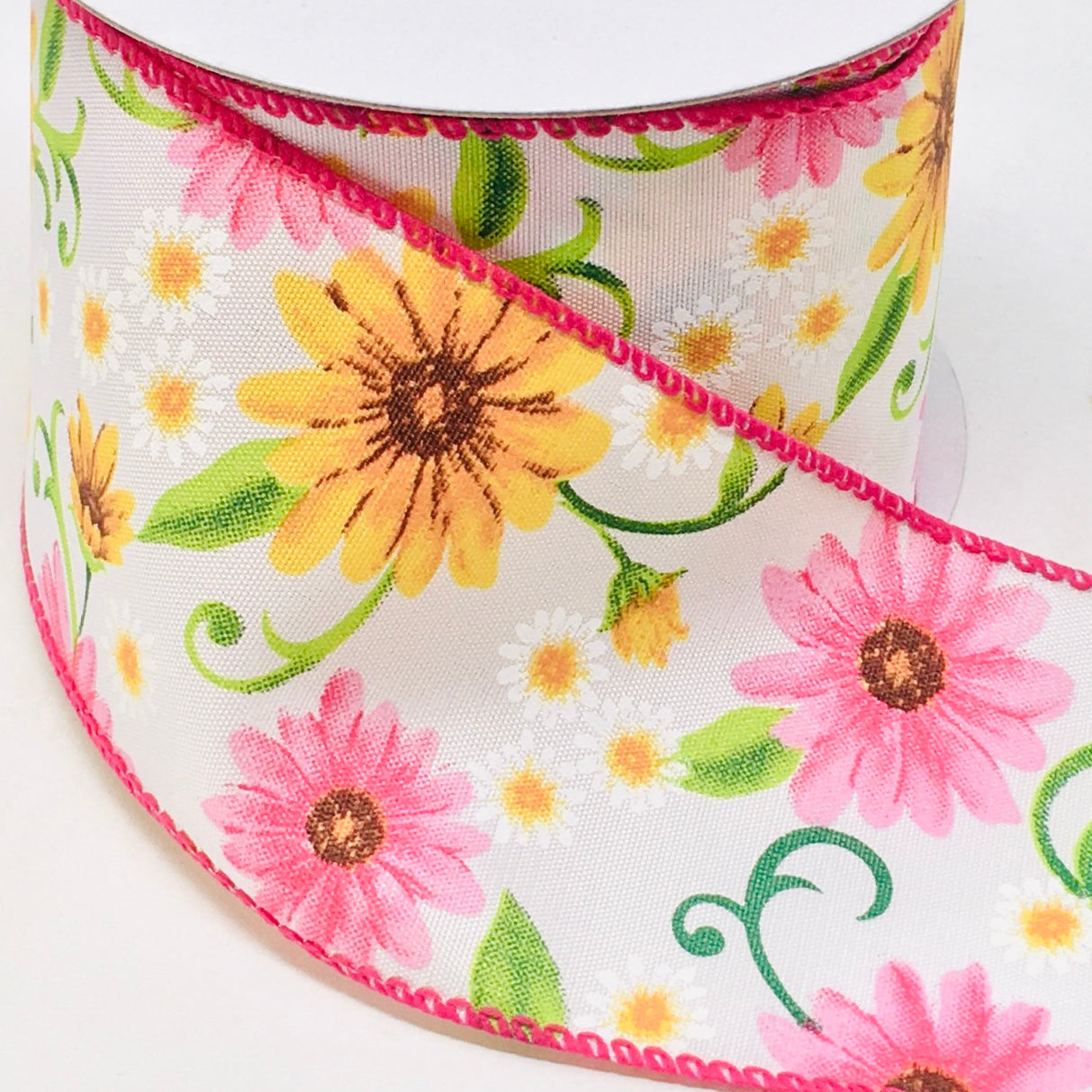 10 Yards - 2.5” Wired Sunflower and Daisy Floral Ribbon