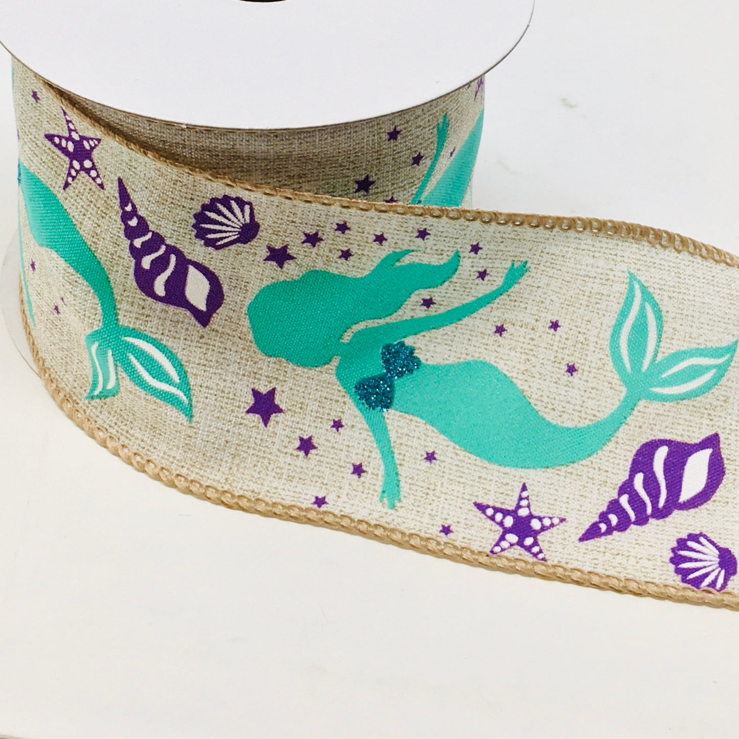 10 Yards - 2.5" Wired Mermaid Beach Ribbon