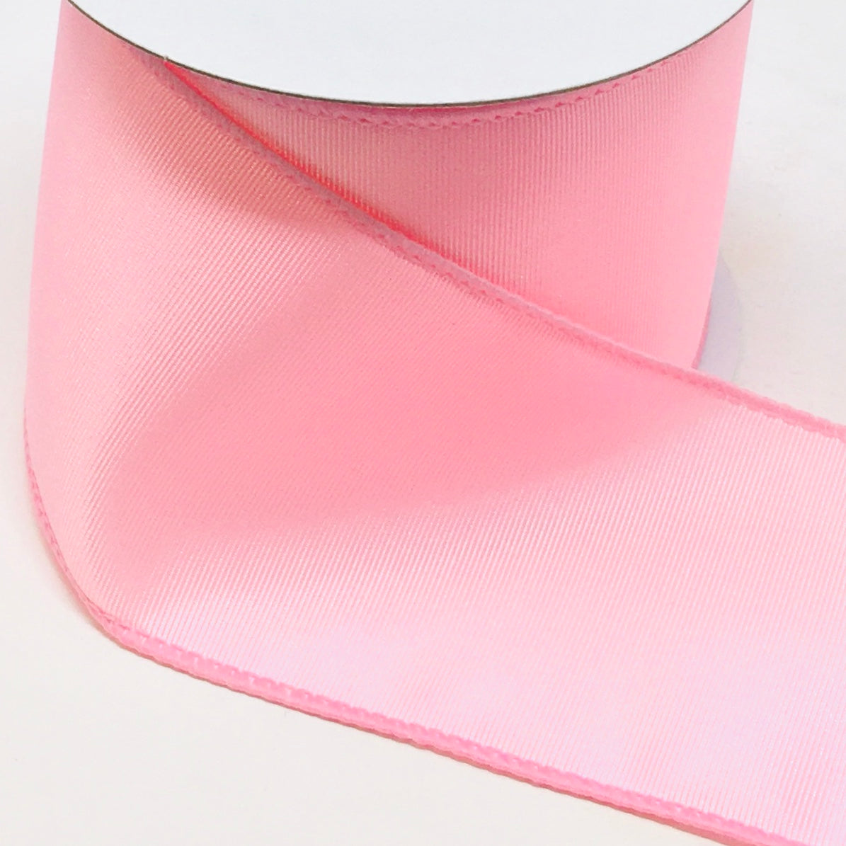 10 Yards - 2.5” Wired Pink Ribbed Satin Ribbon