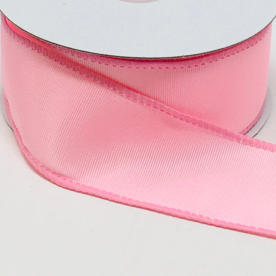 10 Yards - 1.5” Wired Pink Ribbed Satin Ribbon