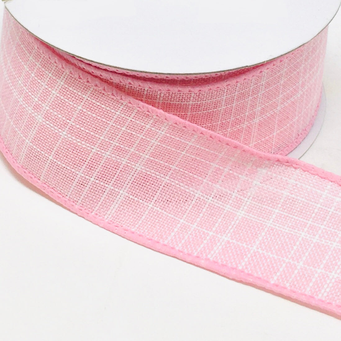 10 Yards - 1.5” Wired Pink Linen Ribbon