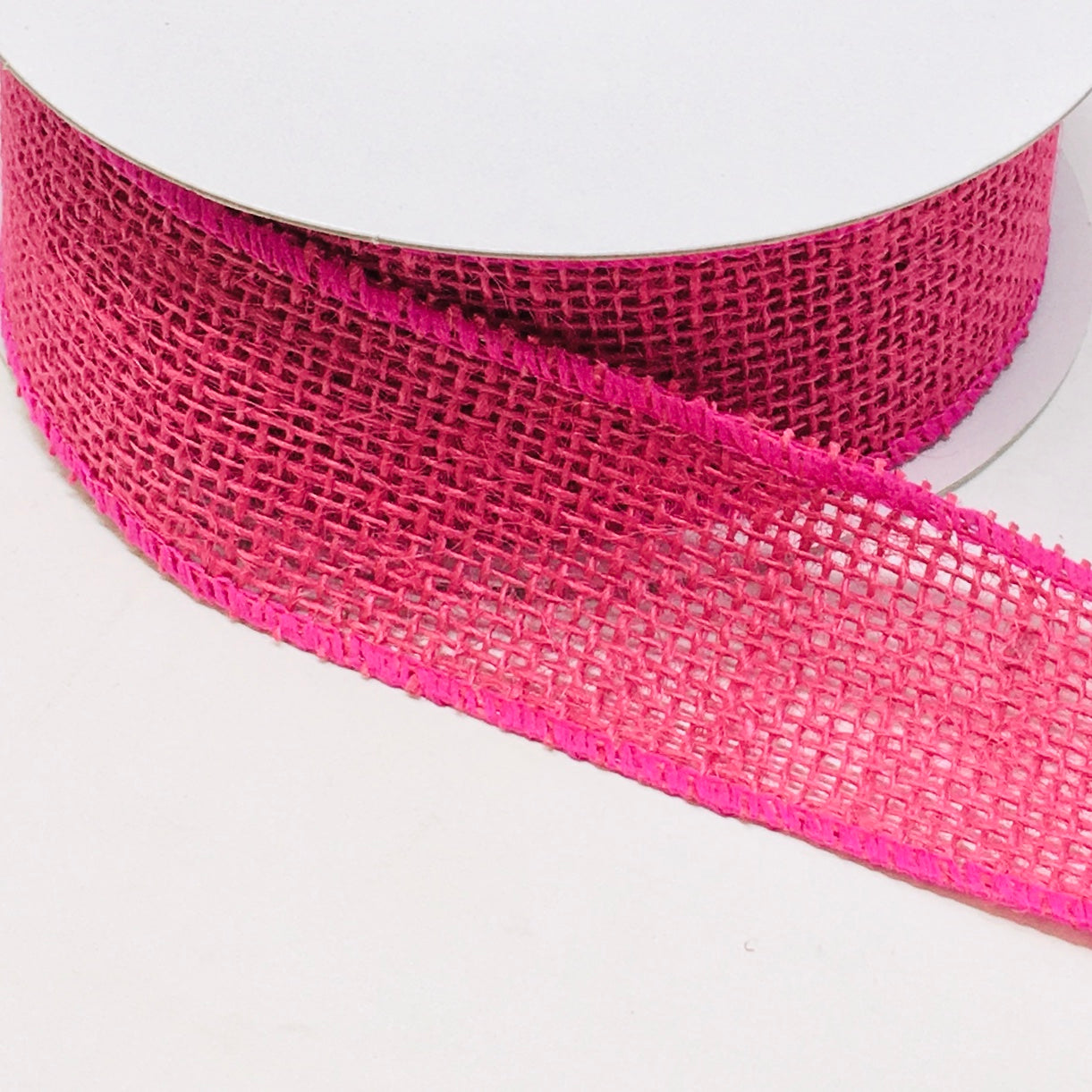 10 Yards - 1.5” Wired Fuschia Pink Burlap Ribbon