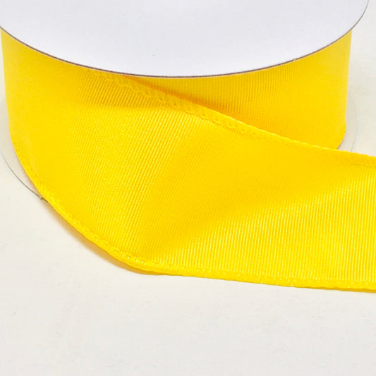 10 Yards - 1.5” Wired Yellow Ribbed Satin Ribbon