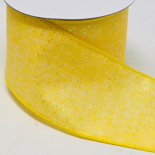 10 Yards - 2.5” Wired Yellow Glitter Ribbon