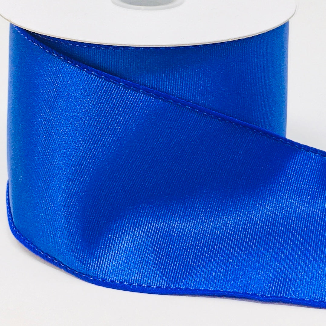 10 Yards - 2.5" Wired Royal Blue Ribbed Satin Ribbon