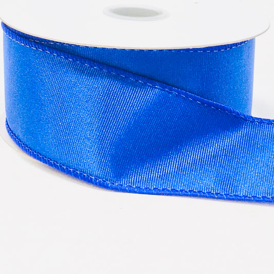 10 Yards - 1.5" Wired Royal Blue Ribbed Satin Ribbon