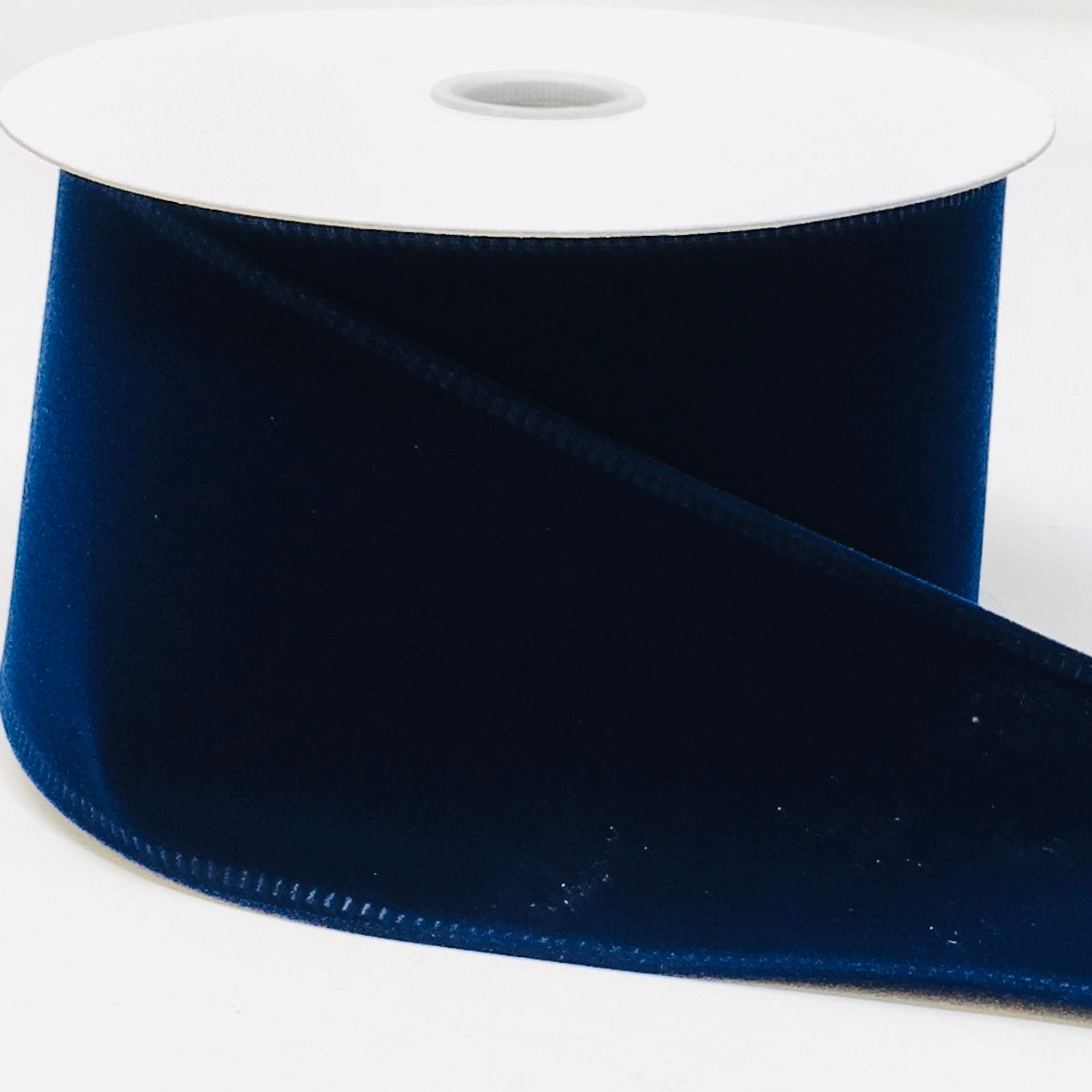 10 Yards - 2.5" Wired Navy Blue Velvet Ribbon