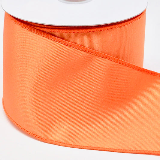 10 Yards - 2.5” Wired Orange Satin Ribbed Ribbon