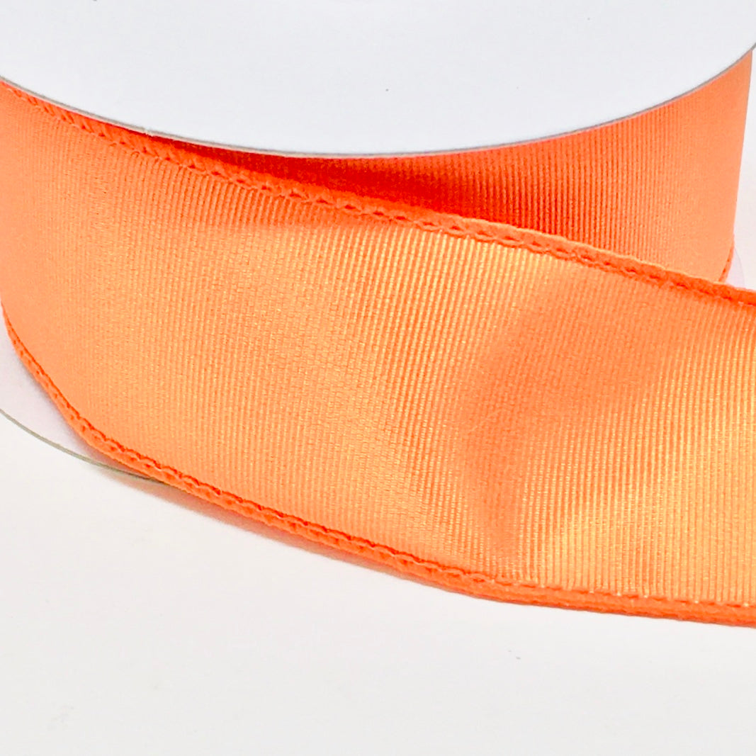 10 Yards - 1.5” Wired Orange Satin Ribbed Ribbon