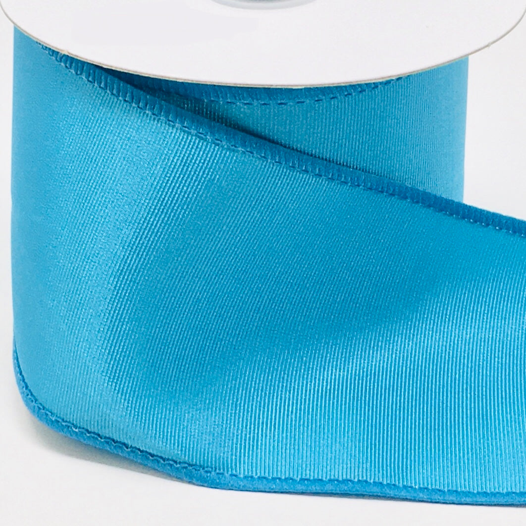 Turquoise Ribbed Ribbon 10 Yards - 2.5” Wired Satin Ribbed Turquoise Blue Ribbon ...