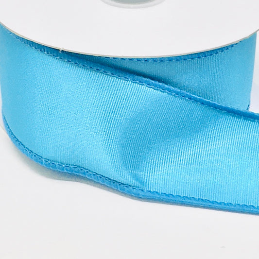 10 Yards - 1.5" Wired Blue Ribbed Satin Ribbon