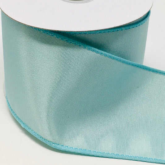 10 Yards - 2.5” Wired Satin Ribbed Mint Ribbon