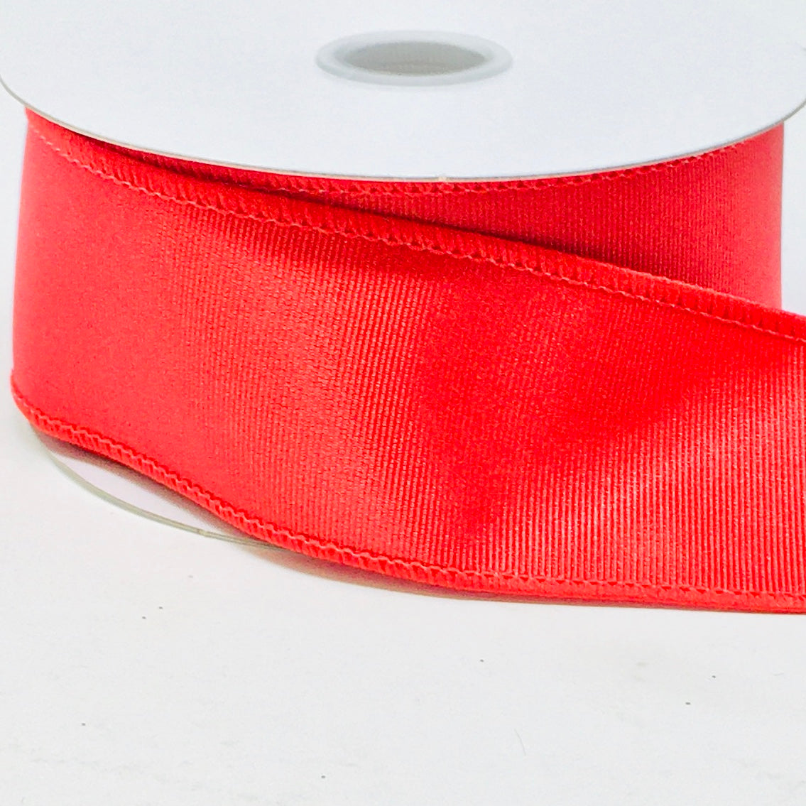 10 Yards - 1.5" Wired Red Ribbed Satin Ribbon