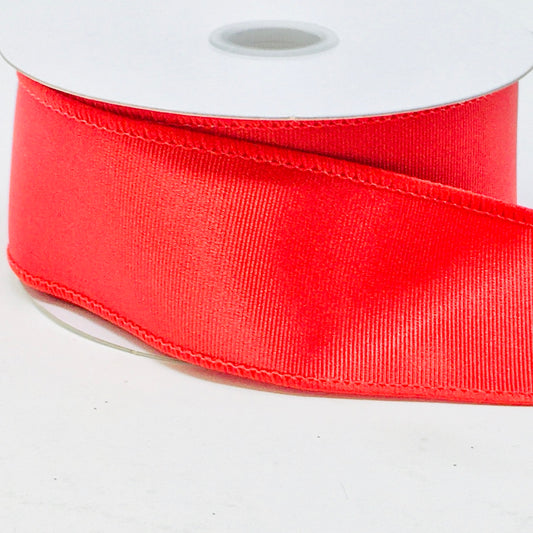 10 Yards - 1.5" Wired Red Ribbed Satin Ribbon