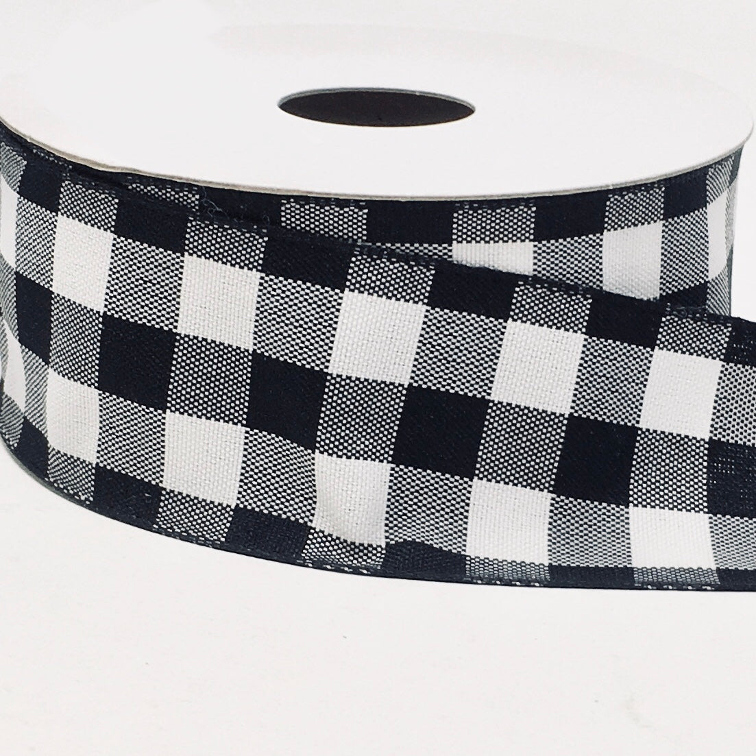10 Yards - 1.5” Wired Black and White Check Ribbon – foxwreathsupplies