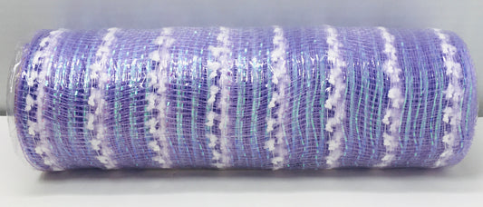 10”x10 Yards Iridescent Lavender and White Snowball Deco Mesh