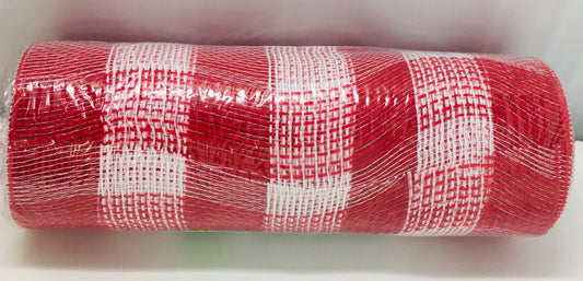 10”x10 Yards - Red and White Check Fabric Mesh