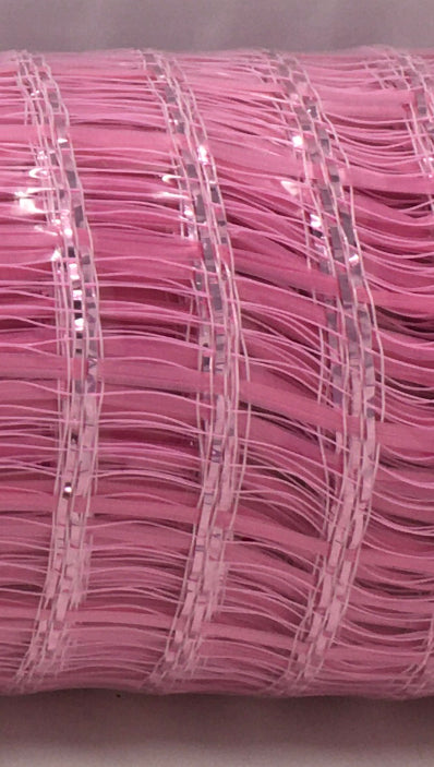 10”x10 Yards - Pink with Metallic Stripe Wide Weave Mesh