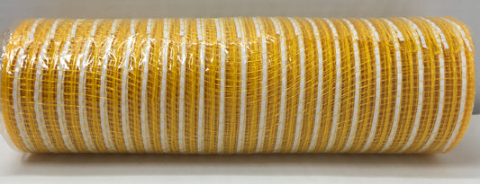 10”x10 Yards - Golden Yellow and White Stripe Mesh