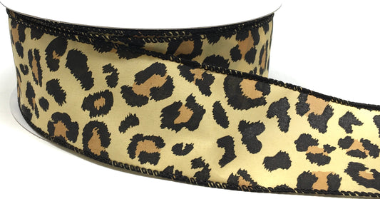 50 Yards - 2.5” Wired Cheetah Print Ribbon