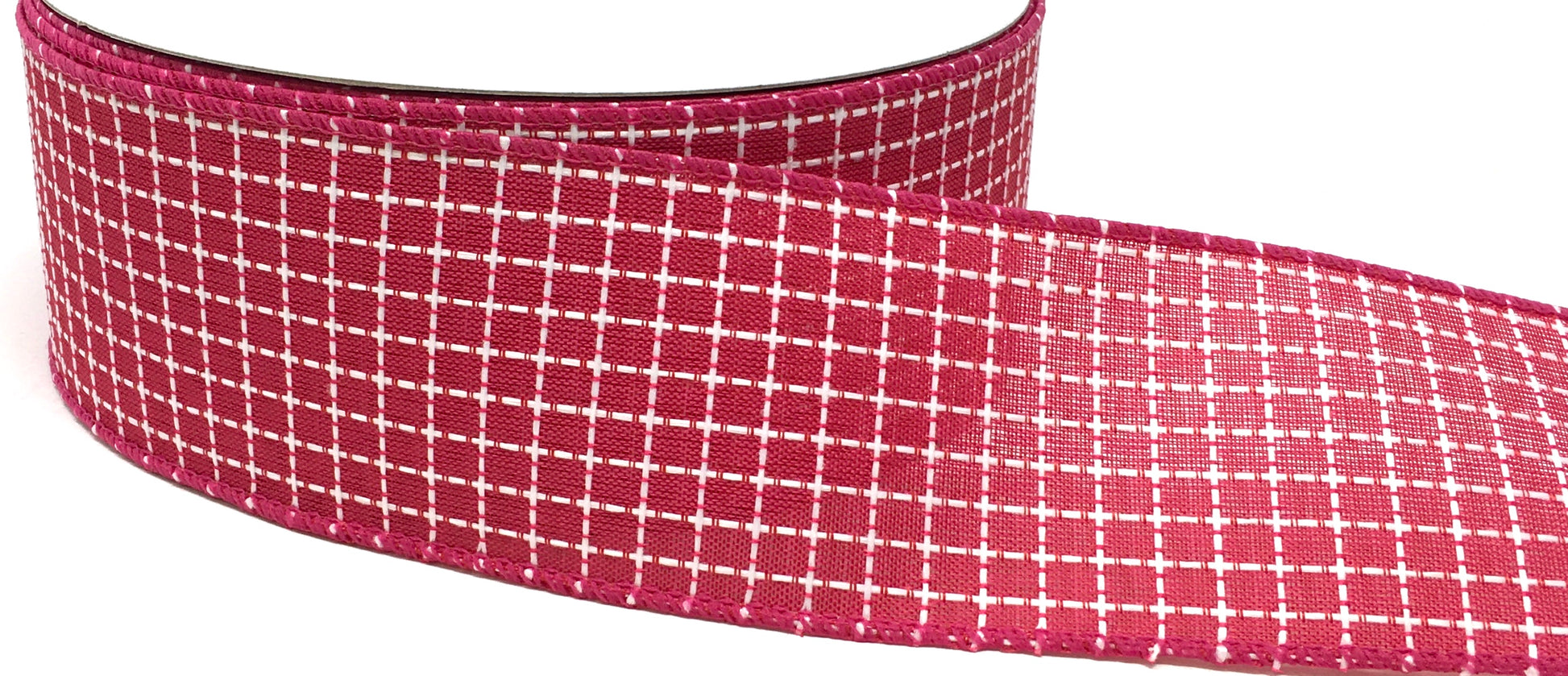 2.5 Woven Check Ribbon: Multi Pink & White (50 Yards)