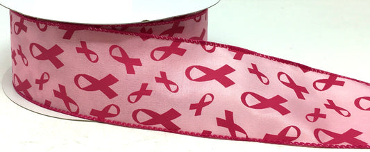 50 Yards - 2.5” Wired Breast Cancer Awareness Ribbon