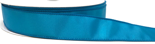 50 Yards - 1.5” Wired Turquoise Ribbed Satin Ribbon