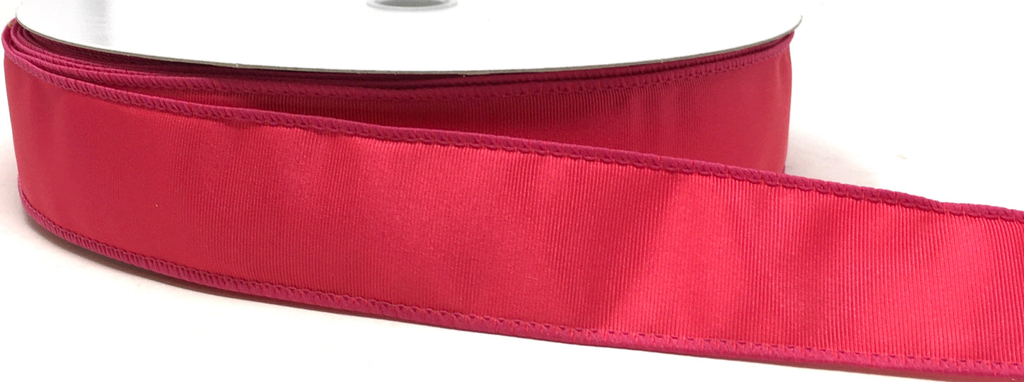 50 Yards - 1.5” Wired Fuschia Pink Ribbed Satin Ribbon