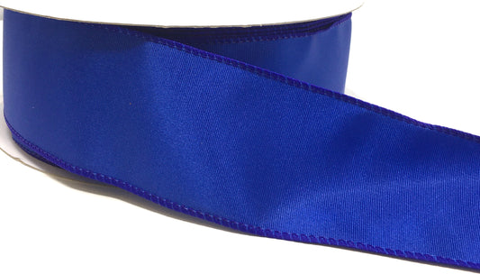 50 Yards - 2.5” Wired Royal Blue Ribbed Satin Ribbon