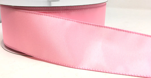 50 Yards - 2.5” Wired Pink Ribbed Satin Ribbon