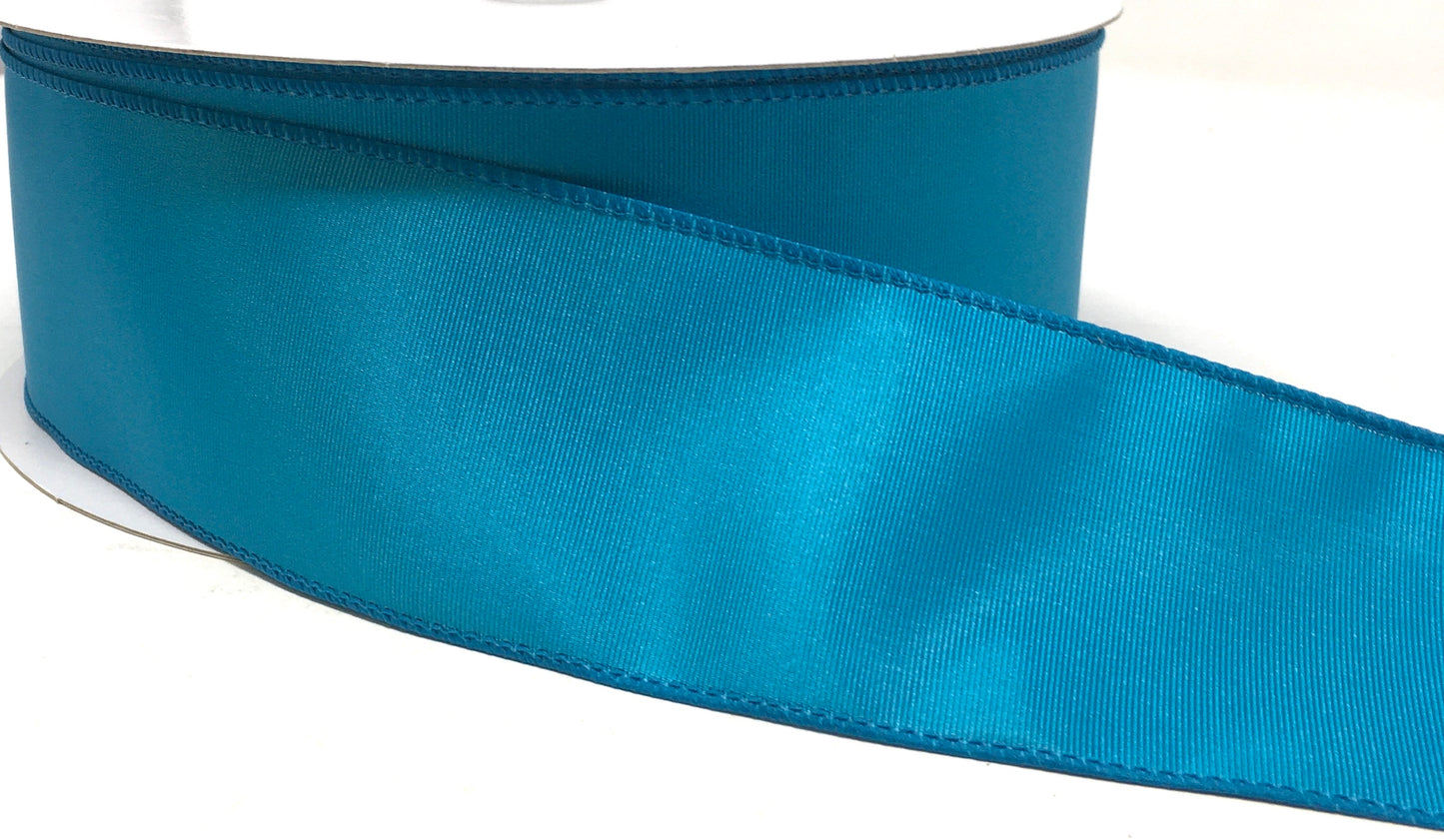 50 Yards - 2.5” Wired Turquoise Ribbed Satin Ribbon