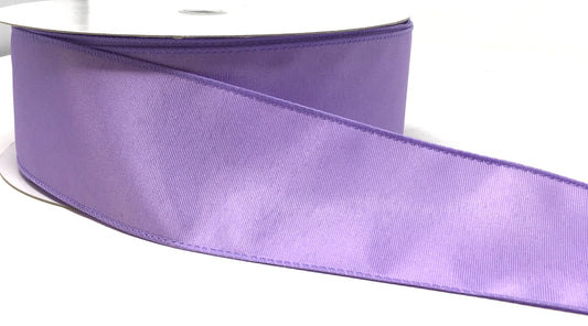 50 Yards - 2.5” Wired Lavender Ribbed Satin Ribbon