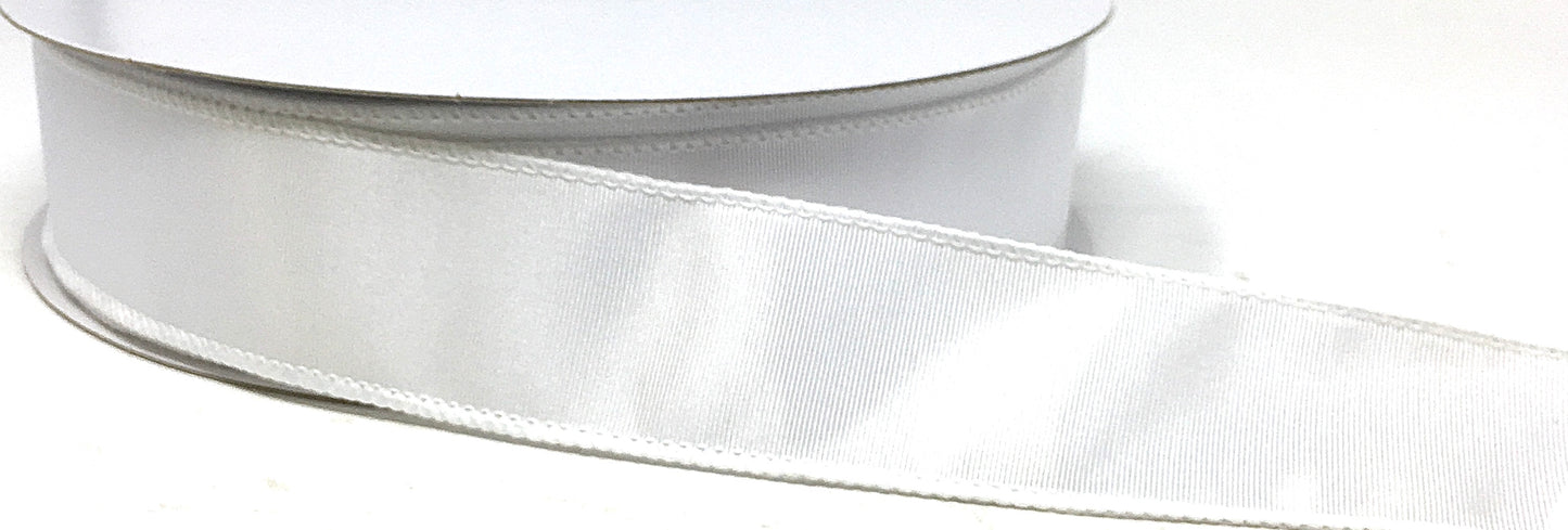 50 Yards - 1.5” Wired White Ribbed Satin Ribbon