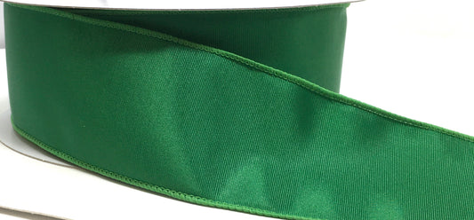 50 Yards - 2.5” Wired Emerald Green Ribbed Satin Ribbon