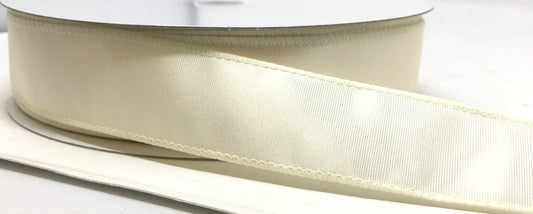 50 Yards - 1.5” Wired Cream Ribbed Satin Ribbon