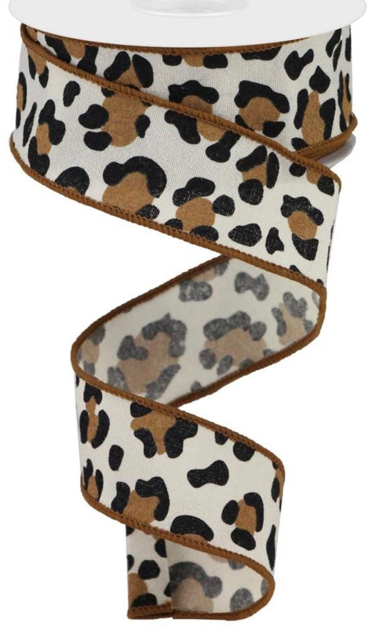 10 Yards - 1.5” Wired Cheetah Print Ribbon