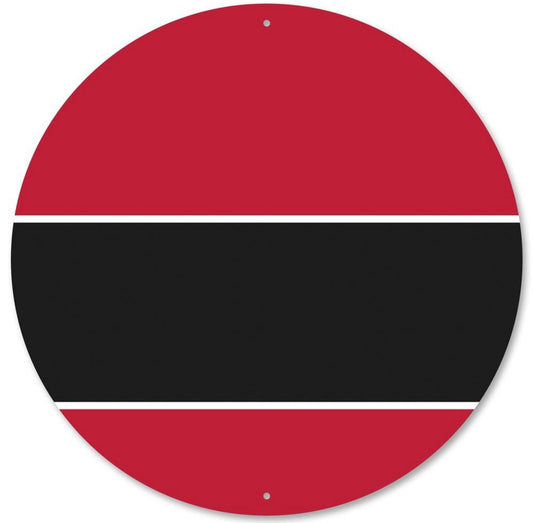 12” Round Metal Red, Black, and White Blank Wreath Sign