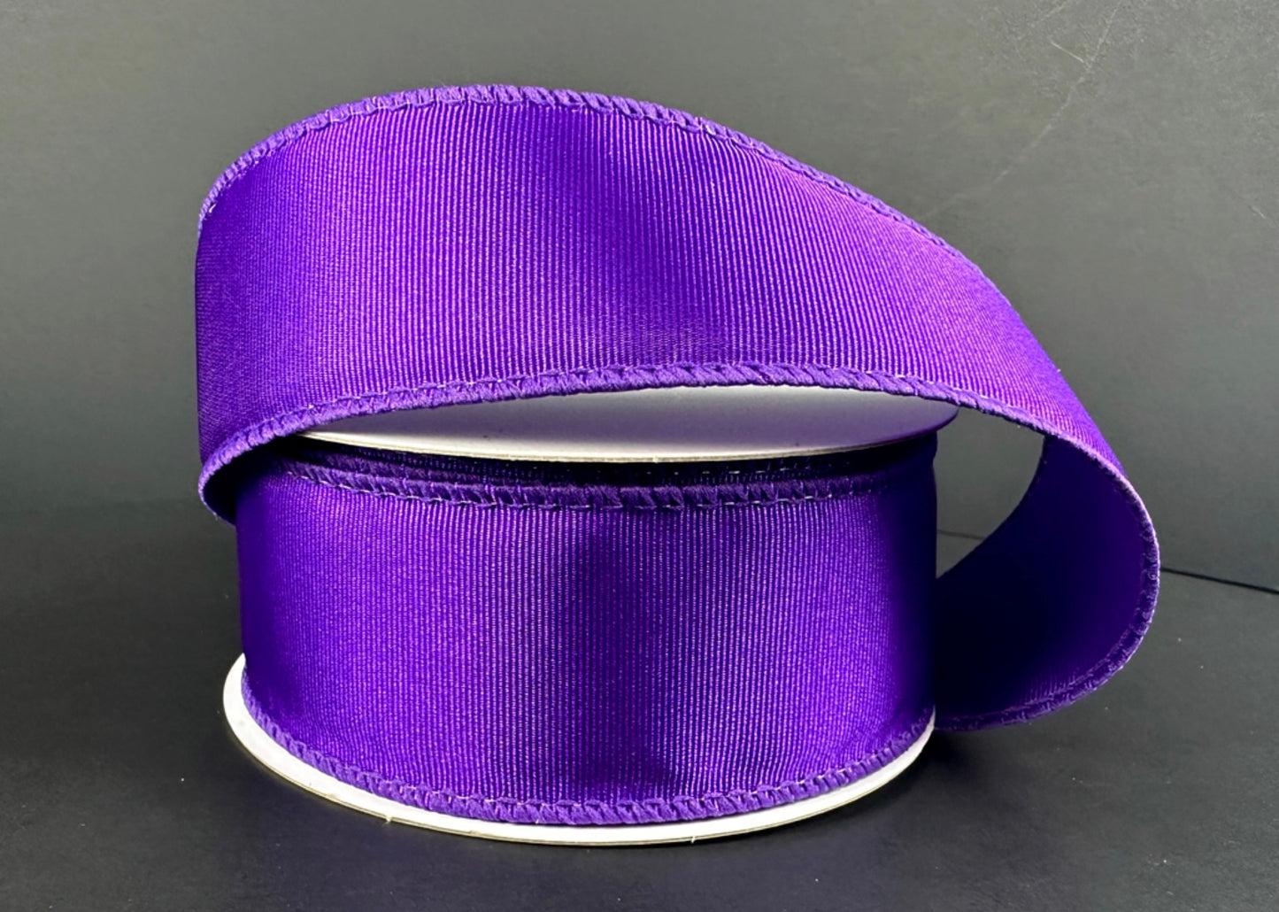 10 Yards - 1.5" Wired Purple Ribbed Satin Ribbon