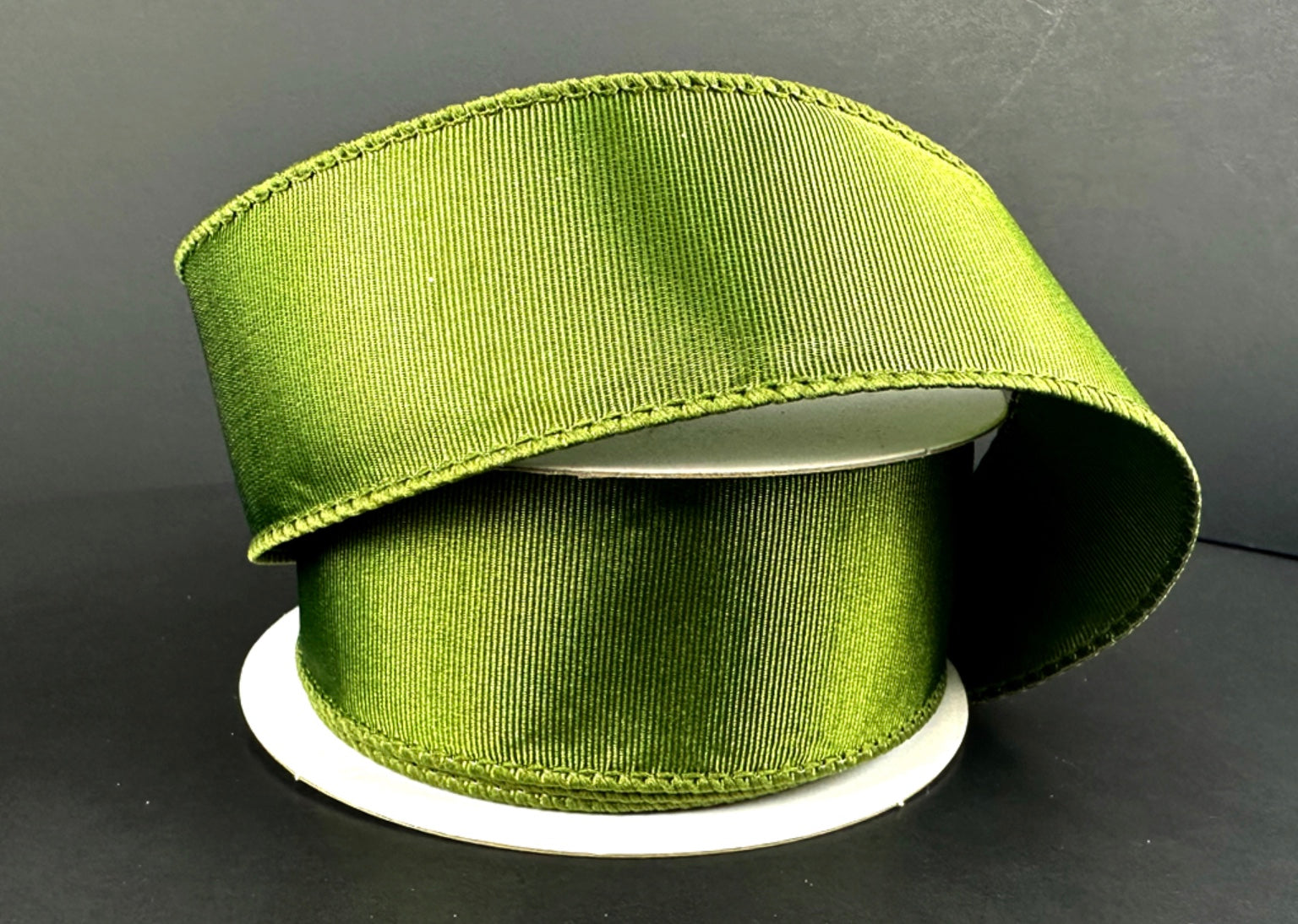 Green Ribbed Ribbon 10 Yards - 1.5