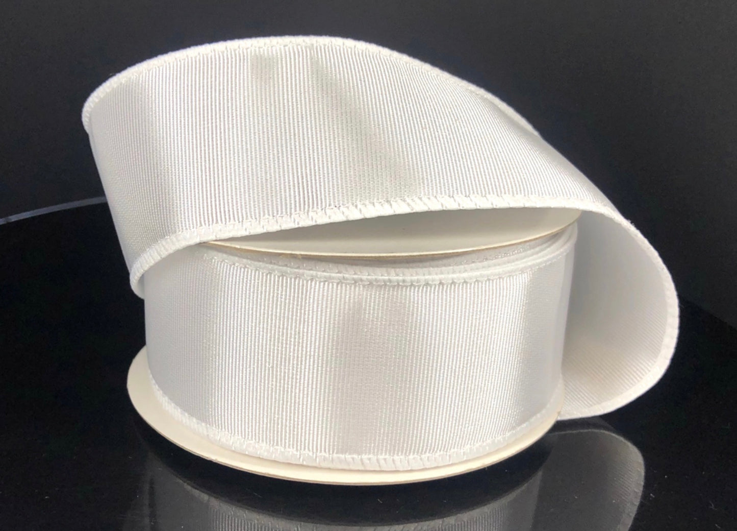 10 Yards - 1.5" Wired White Ribbed Satin Ribbon