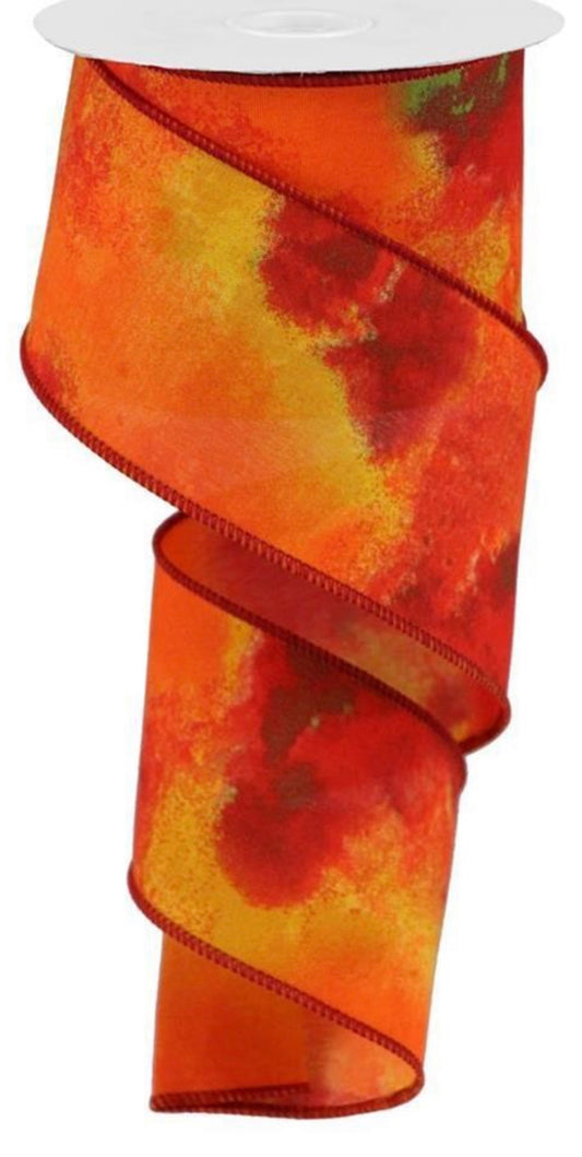 10 Yards - 2.5" Wired Fall Watercolor Blend Ribbon