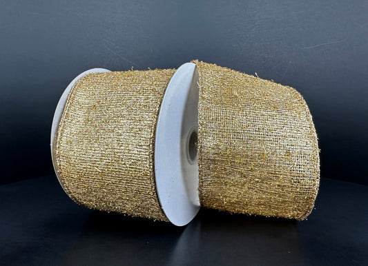 10 Yards - 2.5” Wired Gold Christmas Ribbon