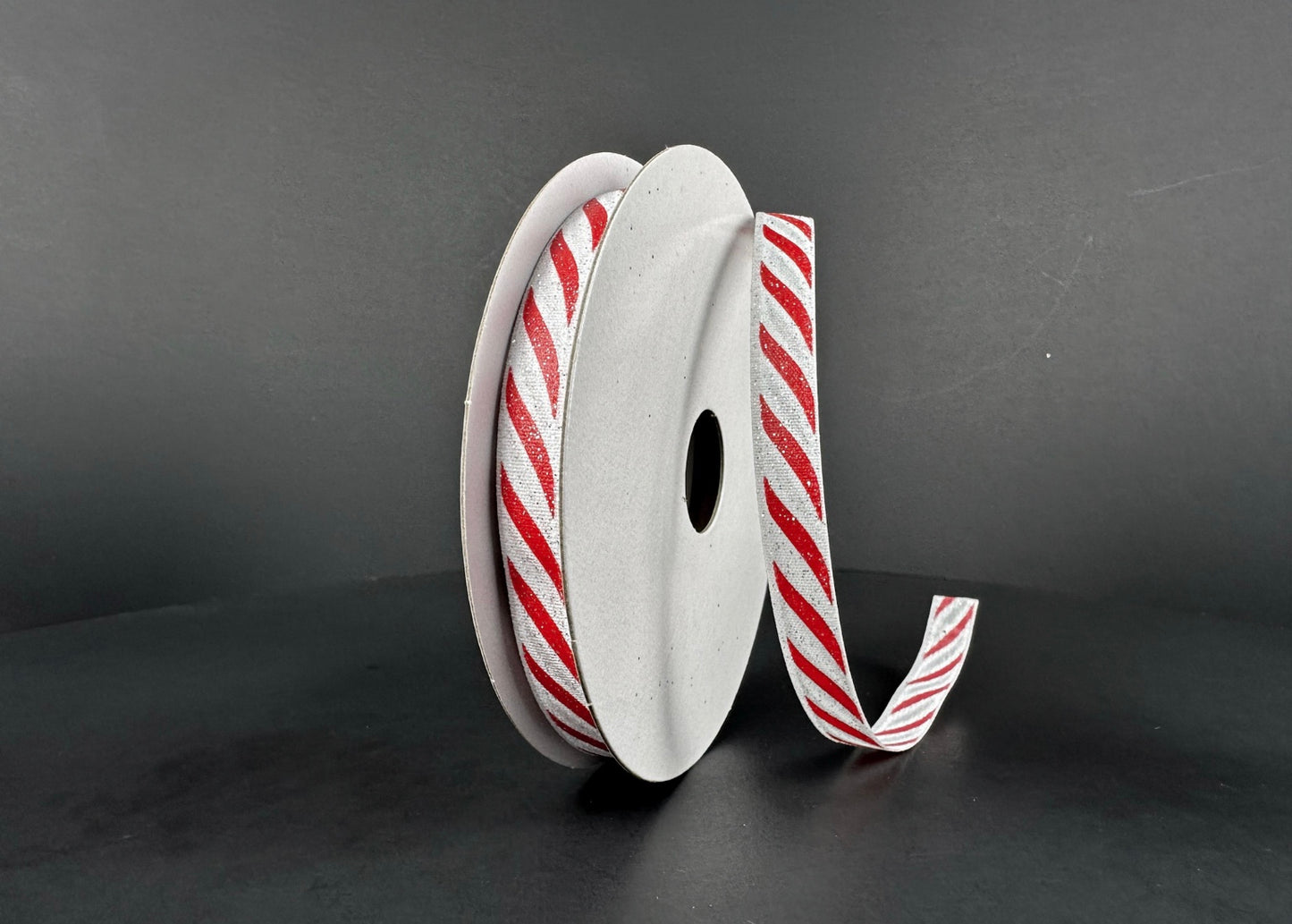 10 Yards - 3/8” Wired Christmas Candy Swirl Ribbon with Glitter Accent