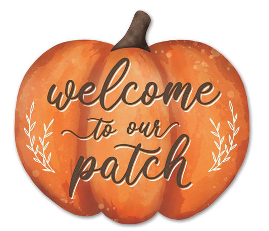 12” Metal Embossed Fall Welcome to our Patch Wreath Sign