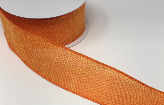 10 Yards - 1.5” Wired Orange Linen Ribbon