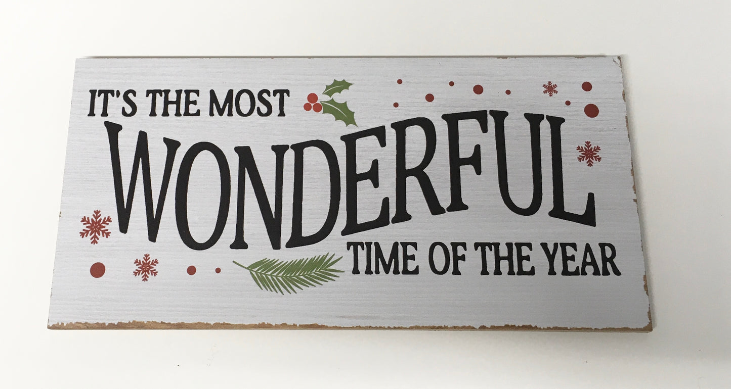 12”x6” It’s the Most Wonderful Time of the Year Christmas Wreath Sign