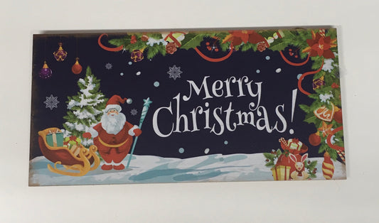 12”x6” Merry Christmas Santa Wreath Sign